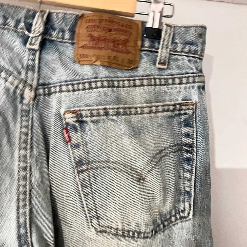 1995 Levis 555 Relaxed Fit Straight Leg Jeans Light Wash Made in USA 31x30